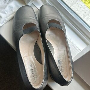 Taryn Rose Pewter Leather Wedge Heels - Italian-Made Luxury Shoe